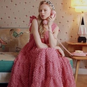 Bando Sister Jane Likely Lady Pink Babydoll Midi Dress Size Small